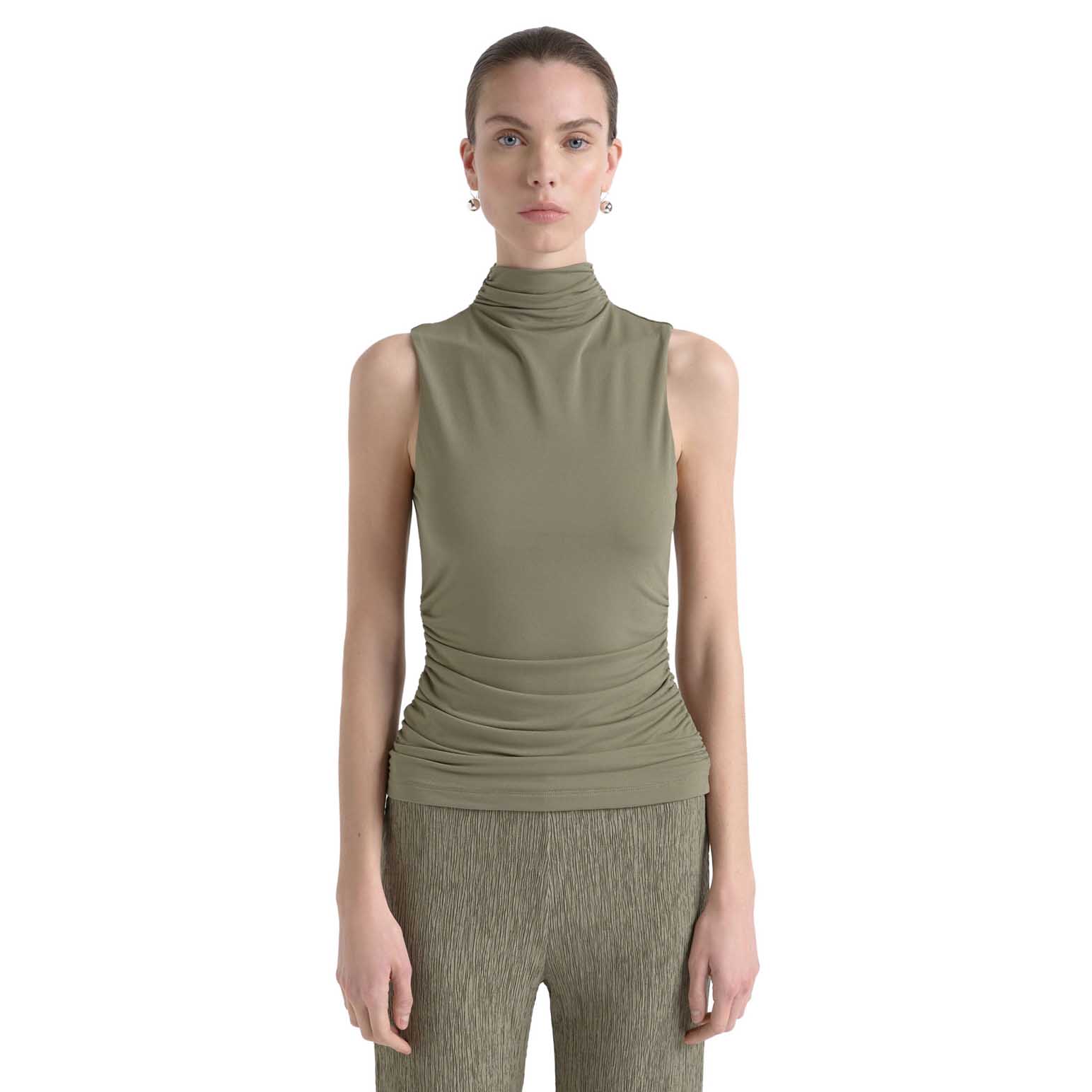 Cue Ruched Mesh Top